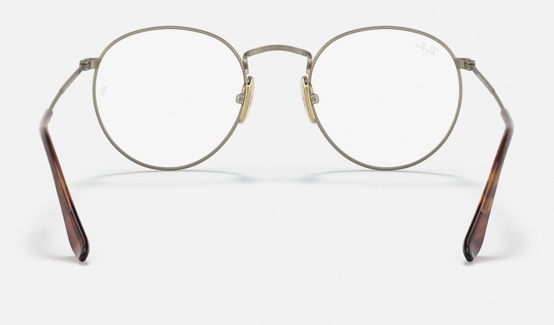 Ray Ban Round Titanium Optics Women's Eyeglasses Gold | 79582-ZVKR