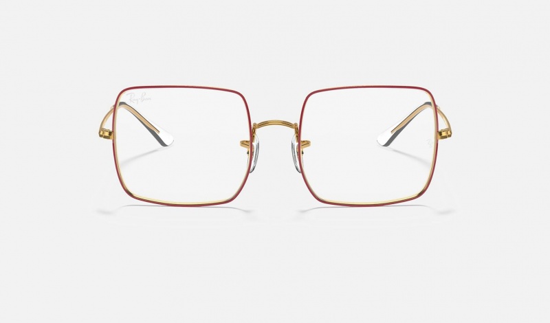 Ray Ban Square 1971 Optics Women's Eyeglasses Red | 14672-FHTD