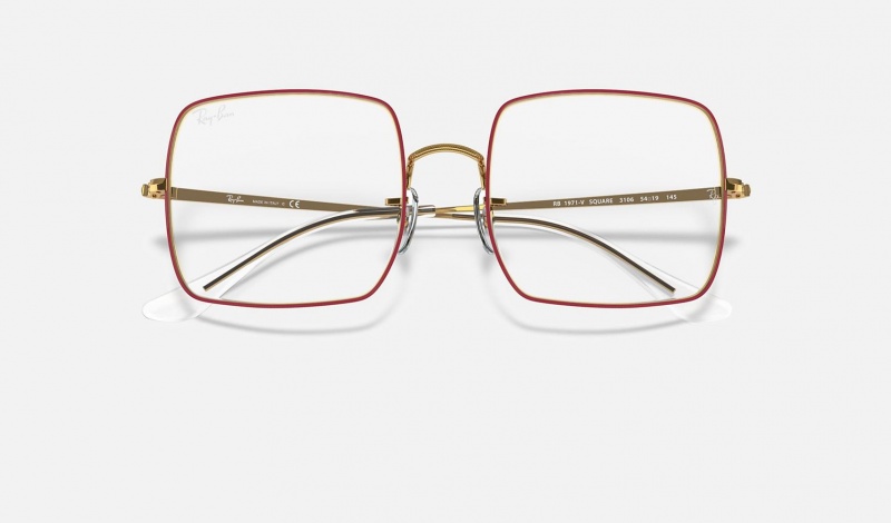 Ray Ban Square 1971 Optics Women's Eyeglasses Red | 14672-FHTD