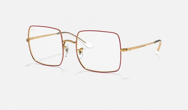 Ray Ban Square 1971 Optics Women\'s Eyeglasses Red | 14672-FHTD