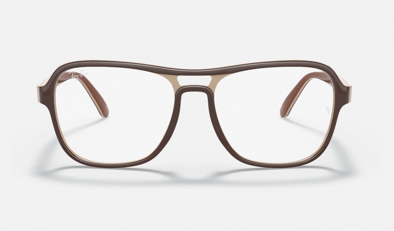 Ray Ban State Side Optics Men's Eyeglasses Brown | 64190-HRMP