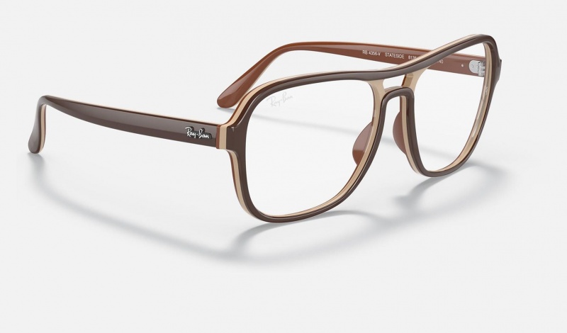 Ray Ban State Side Optics Men's Eyeglasses Brown | 64190-HRMP