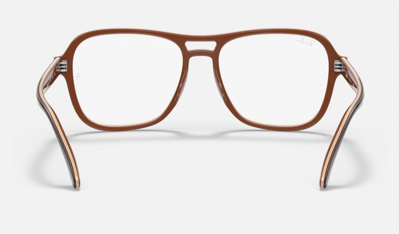 Ray Ban State Side Optics Men's Eyeglasses Brown | 64190-HRMP