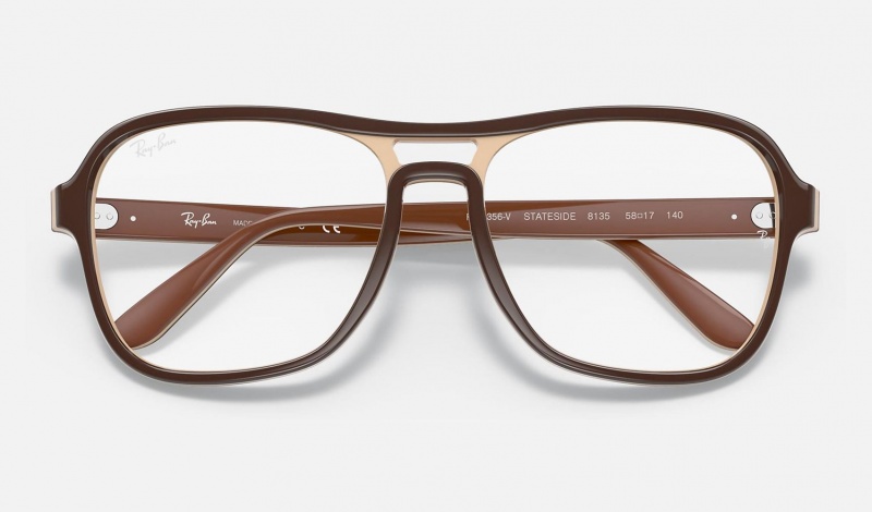 Ray Ban State Side Optics Men's Eyeglasses Brown | 64190-HRMP