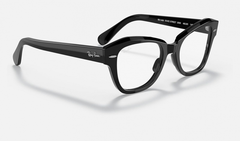 Ray Ban State Street Optics Men's Eyeglasses Black | 07542-CFMD